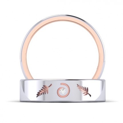 Bespoke mens wedding band in 18kt White Gold AU - Main View